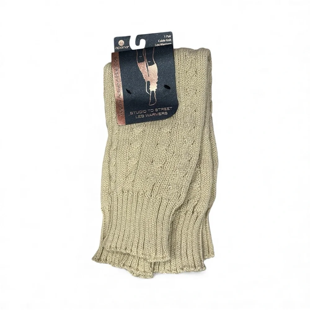 Women’s Apana Studio to Street Khaki Leg Warmers Cable Knit 1 Pair Warm Fit All - Picture 4 of 7